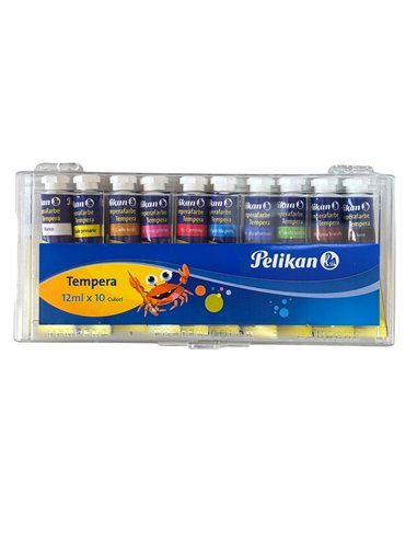 Tempera Pelikan 740/4 T10, 12 ml, 10 culori Tempera Pelikan 740/4 T10, 12 ml, 10 culori