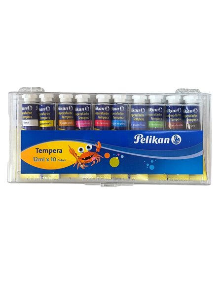 Tempera Pelikan 740/4 T10, 12 ml, 10 culori Tempera Pelikan 740/4 T10, 12 ml, 10 culori