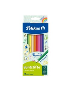 Creioane Colorate Pelikan Sectiune Triunghiulara, 12 Culori
