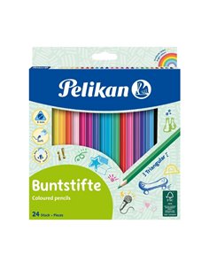 Creioane Colorate Pelikan Sectiune Triunghiulara, 24 Culori