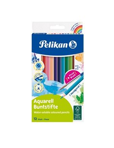 Set 12 creioane colorate solubile in apa Pelikan, Sectiune Hexagonala