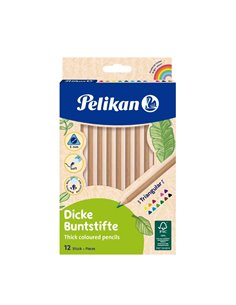 Creioane Colorate Pelikan Triunghiulare Groase, Set 12 Buc