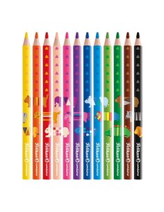 Set 12 creioane colorate combino lacuite groase Pelikan, sectiune triunghiulara 2