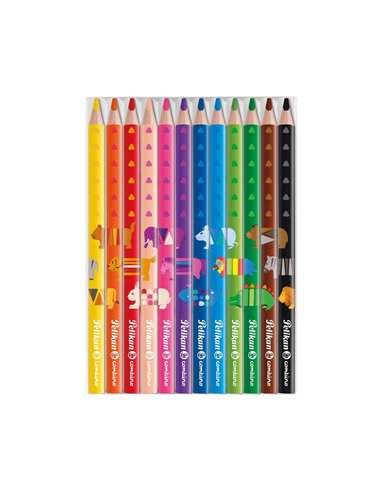 Set 12 creioane colorate combino lacuite groase Pelikan, sectiune triunghiulara Set 12 creioane colorate combino lacuite groase Pelikan, sectiune triunghiulara