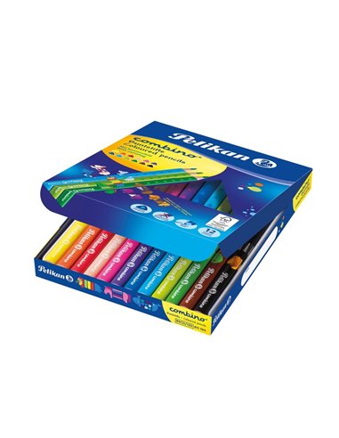 Set 12 creioane colorate combino lacuite groase Pelikan, sectiune triunghiulara Set 12 creioane colorate combino lacuite groase Pelikan, sectiune triunghiulara