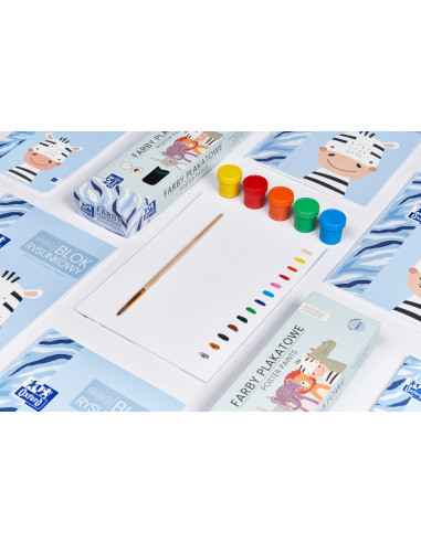 400174836,Acuarele guase oxford kids pentru afise, set 14 culori, recipient 20ml, include auriu, argintiu si culoarea pielii, mo