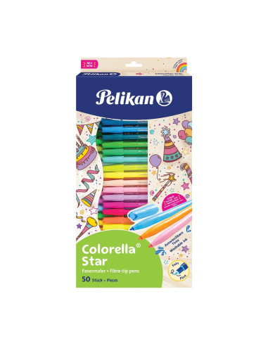 Carioca colorella star c302, set 50 culori, include 3 neon, 10 pastel, blister