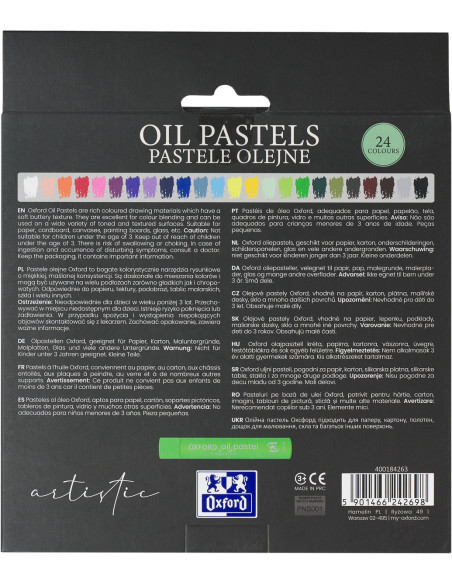 400184263,Creioane cerate oxford oil pastels, set 24 culori, colectia artistic