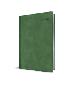 Agenda datata ro a5, 352 pagini, coperta din piele sintetica, premium deluxe chia suple, culoare verde, margini folio argintiu, 2