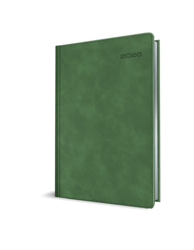 2026-9498100,Agenda datata RO, A5 2026 Herlitz Premium Deluxe Chia Suple, 352 pagini, Verde cu margine argintie