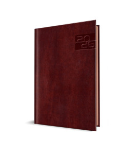 Agenda datata ro a5, 352 pagini, coperta din piele sintetica, premium deluxe narni, culoare maro, margini folio bronz, 2026 2