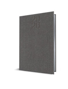 Agenda datata ro a5, 352 pagini, coperta din piele sintetica, premium deluxe bard, culoare gri, margini folio argintiu, 2026 2