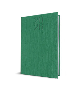Agenda datata ro a5, 352 pagini, coperta din piele sintetica, premium deluxe bard, culoare verde, margini folio argintiu, 2026 2