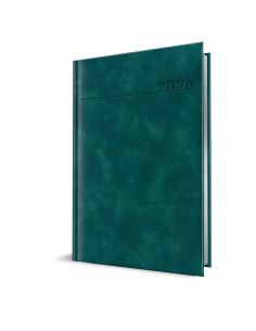 Agenda datata ro a5, 352 pagini, coperta din piele sintetica, premium deluxe chia, culoare verde petrol, margini folio argintiu, 2