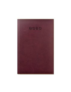 Agenda datata ro a5, 352 pagini, coperta din piele sintetica, premium deluxe alghero, culoare bordeaux / maro, margini folio aur