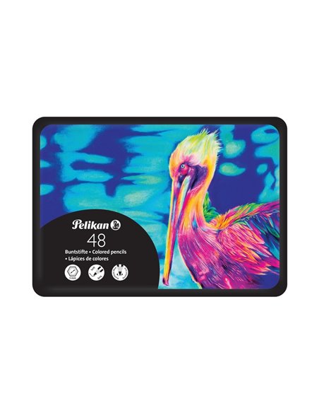 Creioane colorate premium, lacuite, set 48 culori, include metalizate si pastel, varf 3.3mm, sectiune hexagonala, in cutie metal