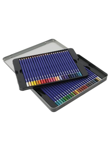 Creioane colorate premium, lacuite, set 48 culori, include metalizate si pastel, varf 3.3mm, sectiune hexagonala, in cutie metal