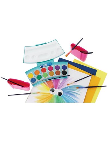 Acuarele 735 procolor, 12 culori, turcoaz/roz