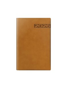 Agenda datata ro a5, 352 pagini, coperta din piele sintetica, premium deluxe teano, culoare maro, margini folio auriu, 2026
