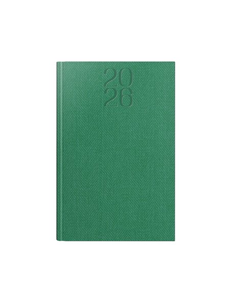 Agenda datata ro a5, 352 pagini, coperta din piele sintetica, premium deluxe bard, culoare verde, margini folio argintiu, 2026