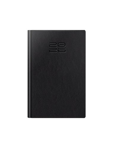 Agenda datata ro a5, 352 pagini, coperta din piele sintetica, premium deluxe chiavenna, culoare negru, margini folio auriu, 2026