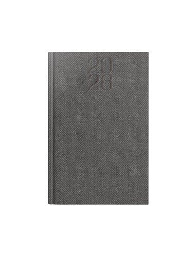 Agenda datata ro a5, 352 pagini, coperta din piele sintetica, premium deluxe bard, culoare gri, margini folio argintiu, 2026