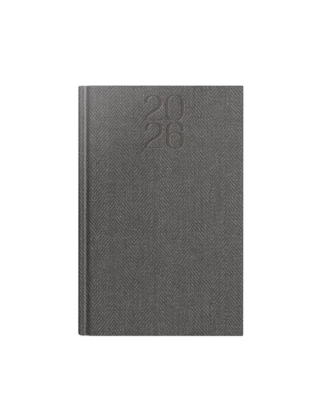 Agenda datata ro a5, 352 pagini, coperta din piele sintetica, premium deluxe bard, culoare gri, margini folio argintiu, 2026