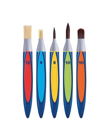 Set 5 pensule griffix (varf lat : 12 6 + varf rotund : 6 10 + virf limba de pisica : 10 ), prezentare pe blister