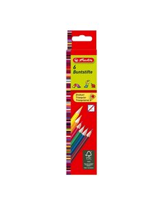 Creioane colorate triunghiulare Herlitz 10412013, 6 culori
