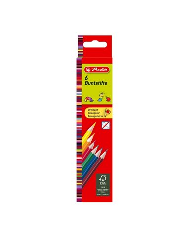 Creioane colorate triunghiulare Herlitz 10412013, 6 culori