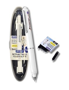 Stilou reatractabil Writech + 5 patroane cerneala albastra, Alb