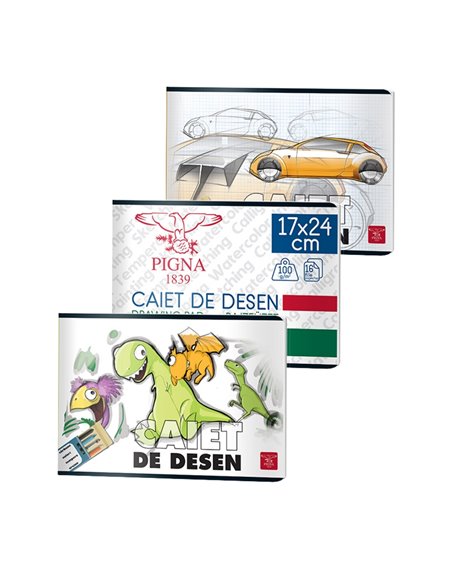 Caiet desen Pigna, 16 file, 100g/mp, Policromie