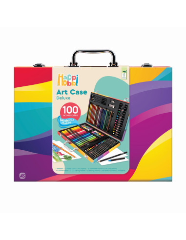 VV-1038-82057,Happi Hobbi Art Case Set De Desen Deluxe Cu 100 De Accesorii Curcubeu