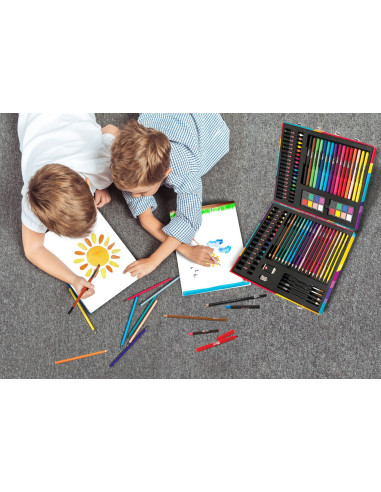 VV-1038-82057,Happi Hobbi Art Case Set De Desen Deluxe Cu 100 De Accesorii Curcubeu