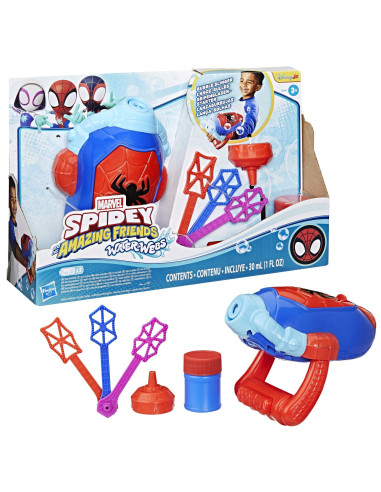 G0660,Spidey Si Prietenii Lui Uimitori Marvel Water Webs Lansator Bule De Sapun
