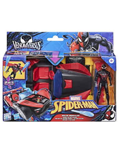 G0736,Marvel Spider Man Venom Versus Lansator Auto Si Figurina Miles Morales