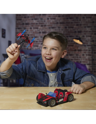 G0736,Marvel Spider Man Venom Versus Lansator Auto Si Figurina Miles Morales