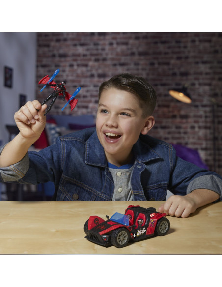 G0736,Marvel Spider Man Venom Versus Lansator Auto Si Figurina Miles Morales