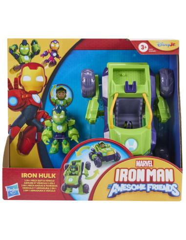 G1258_G1475,Marvel Iron Man Si Prietenii Sai Uimitori Set Vehicul 2 In 1 Si Figurina Iron Hulk