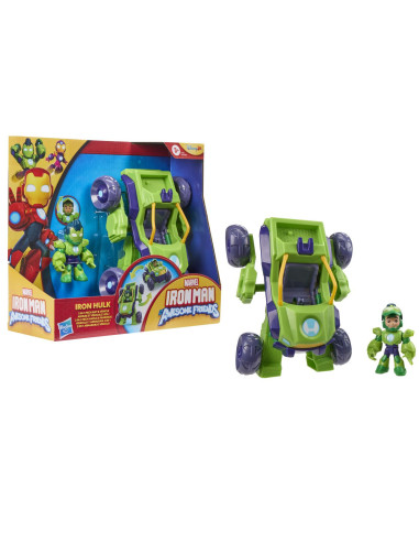 G1258_G1475,Marvel Iron Man Si Prietenii Sai Uimitori Set Vehicul 2 In 1 Si Figurina Iron Hulk