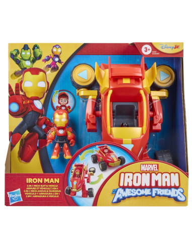 G1258_G1474,Marvel Iron Man Si Prietenii Sai Uimitori Set Vehicul 2 In 1 Si Figurina Iron Man