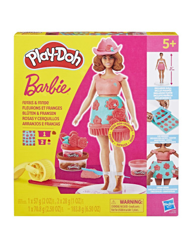 G1360,Play Doh Barbie Set Plastelina Creatii Vestimentare Cu Flori Si Franjuri Cowboy