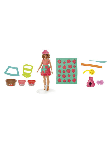 G1360,Play Doh Barbie Set Plastelina Creatii Vestimentare Cu Flori Si Franjuri Cowboy