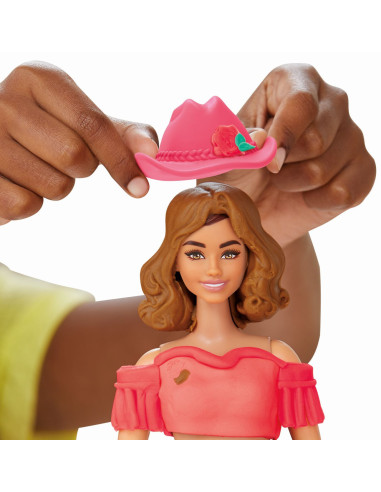 G1360,Play Doh Barbie Set Plastelina Creatii Vestimentare Cu Flori Si Franjuri Cowboy