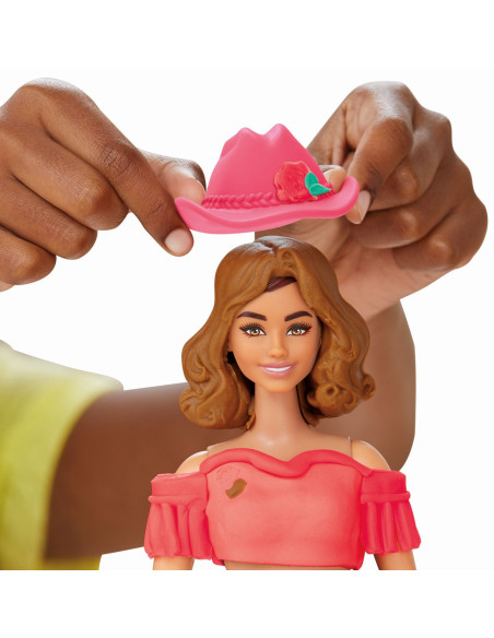 G1360,Play Doh Barbie Set Plastelina Creatii Vestimentare Cu Flori Si Franjuri Cowboy