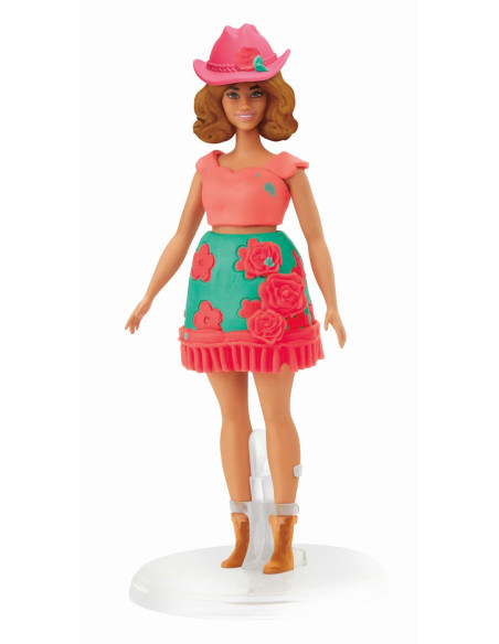 G1360,Play Doh Barbie Set Plastelina Creatii Vestimentare Cu Flori Si Franjuri Cowboy
