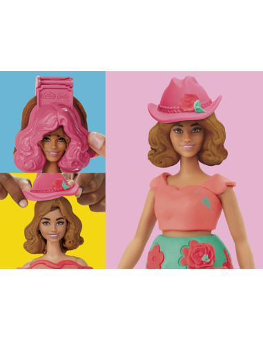 G1360,Play Doh Barbie Set Plastelina Creatii Vestimentare Cu Flori Si Franjuri Cowboy