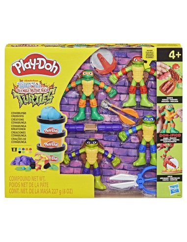 G0556,Play Doh Povestiri Cu Testoase Ninja Adolescente Mutante Set Plastelina Creatii Cowabunga