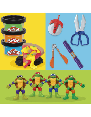 G0556,Play Doh Povestiri Cu Testoase Ninja Adolescente Mutante Set Plastelina Creatii Cowabunga