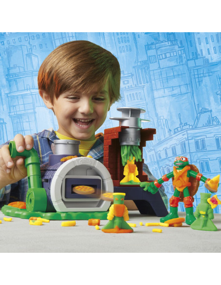 G1829,Play Doh Povestiri Cu Testoase Ninja Adolescente Mutante Set Plastelina Pizza Taie Si Arunca